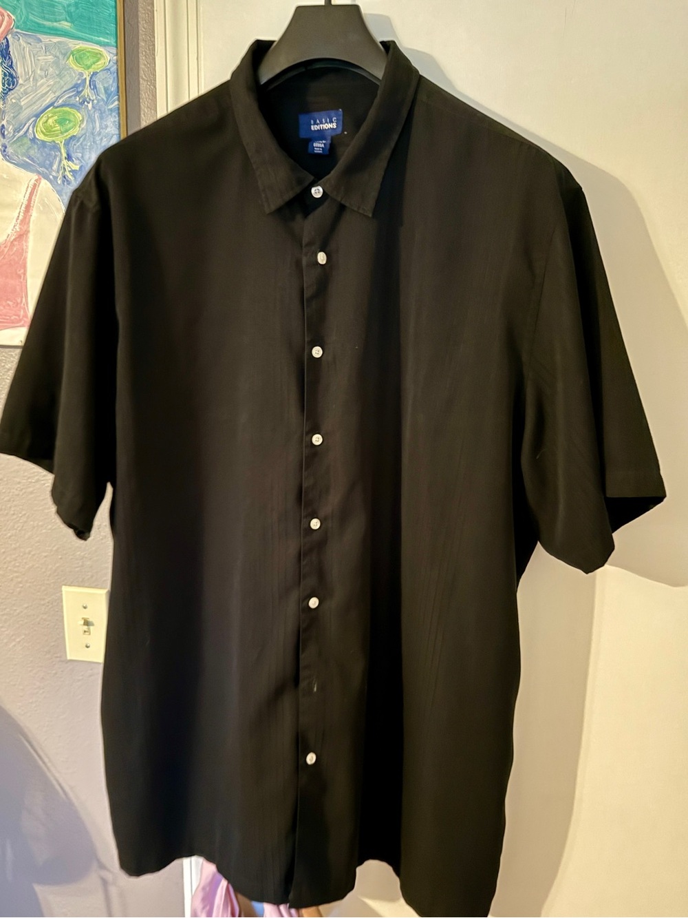 Basic Editions Men's Black Short-Sleeve Button-Down Shirt